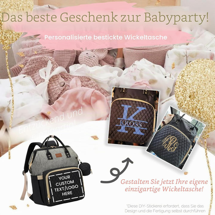 Wickelrucksack Gross - Baby Wickeltasche Rucksack Wasserdicht & Leicht mit Wickelunterlage, Schnulle