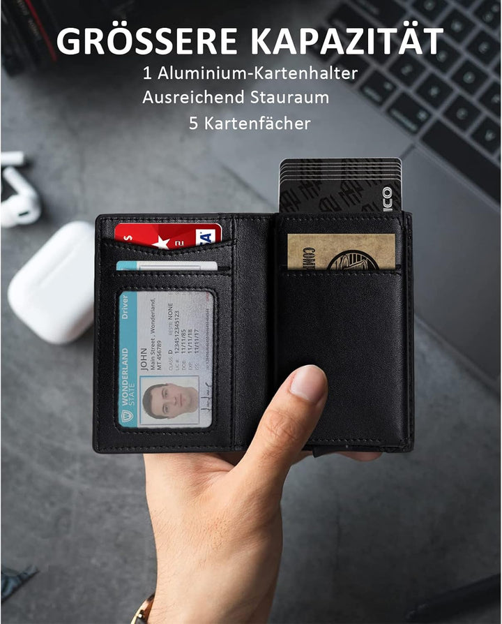 ZECICO Wallet - Kreditkartenetui mit RFID-Schutz - Geldbeutel für Herren - Slim Wallet mit Münzfach