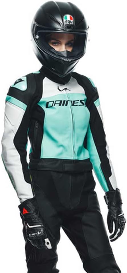 Dainese Mirage 2-Teiler Damen Motorrad Lederkombi (Black/Gray/Green,44), 44