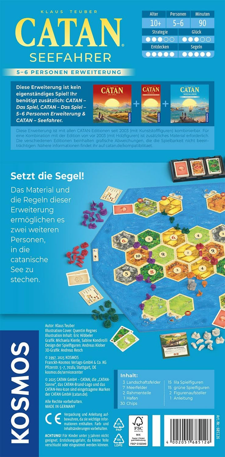 Kosmos 685126 Catan - Seefahrer Ergänzung für 5-6 Personen, Ergänzung zur Catan Erweiterung Seefahre