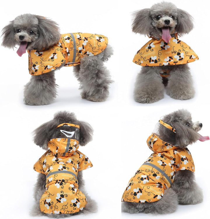 Zunea Wasserdichter Regenmantel mit Kapuze für kleine Hunde Reflektierende Welpen Regenjacke mit Lei