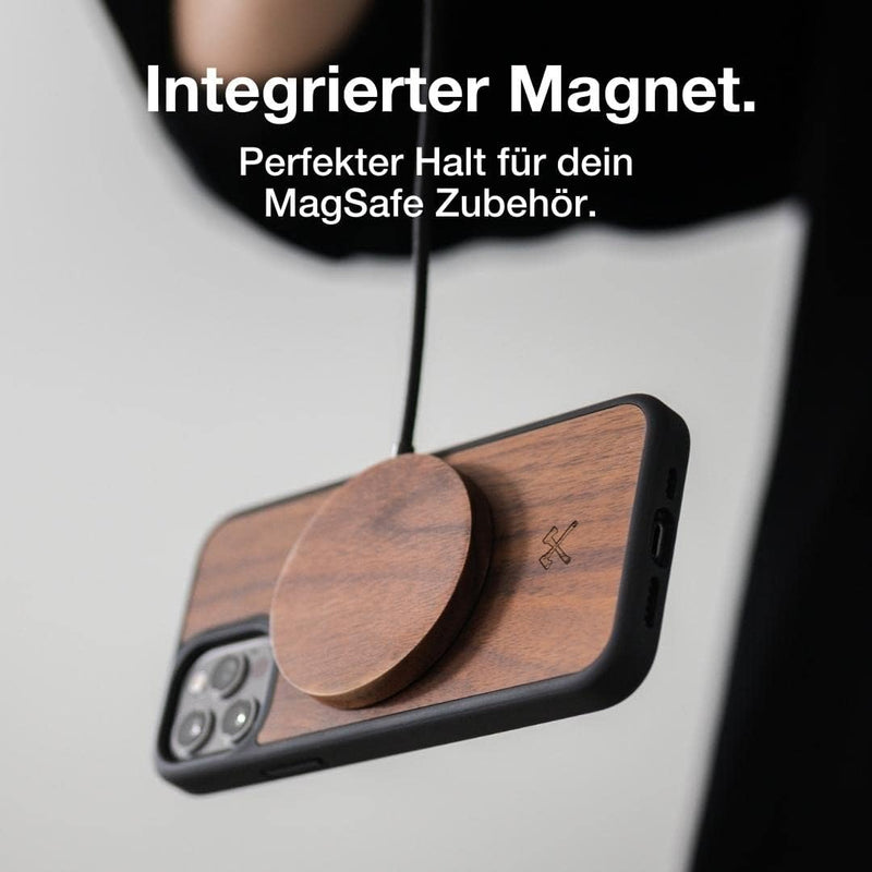 Woodcessories - Magnetisches Bumper Case kompatibel mit iPhone 12 Pro Max Hülle mit Magnet aus Holz,