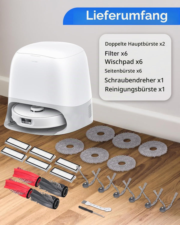 Ersatzteile für Roborock Qrevo Curv/Qrevo Edge/Q Revo Curv S5X Saugroboter, Ersatz Zubehörset mit 2