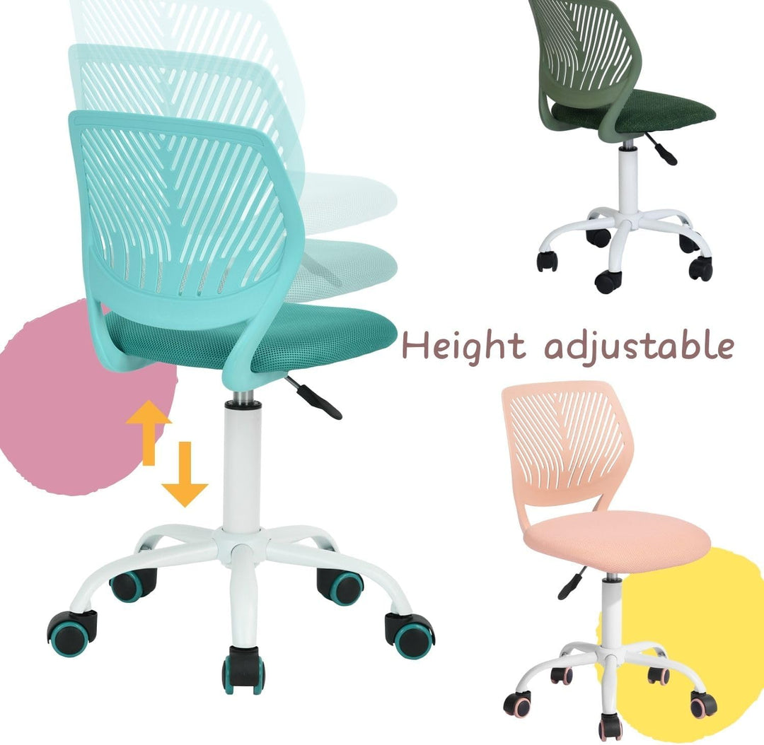 FurnitureR Kleiner Videospielstuhl, ergonomischer Schreibtischstuhl ohne Armlehnen, kompakter Drehst