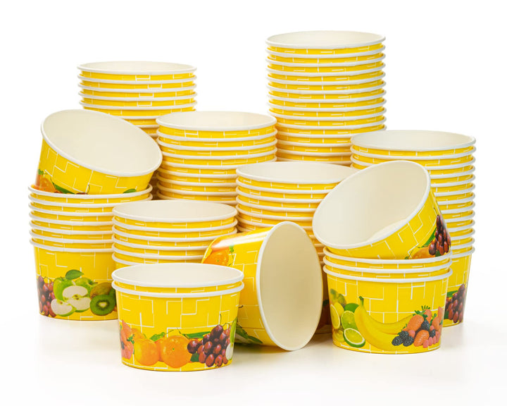 Octopus 600x Eisbecher, EIS- Pappbecher, Früchtebecher mit 260 ml Füllvolumen Gelb - 260ml 600 Stück