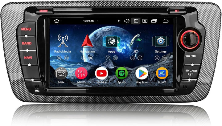 Erisin 7 Zoll Android 14 Autoradio 2Din mit GPS Navi für SEAT Ibiza Unterstützt Bluetooth Freisprech