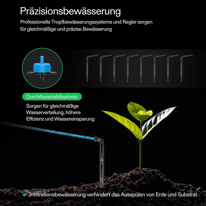 VIVOSUN Bewässerungssystem automatisches Tropfbewässerungsset 15W mit Pumpe,Timer und Regler,8 Tropf