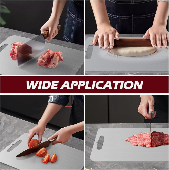 Titan Schneidebrett, Titanium Cutting Board, Doppelseitiges Schneidebrett in Lebensmittelqualität, S