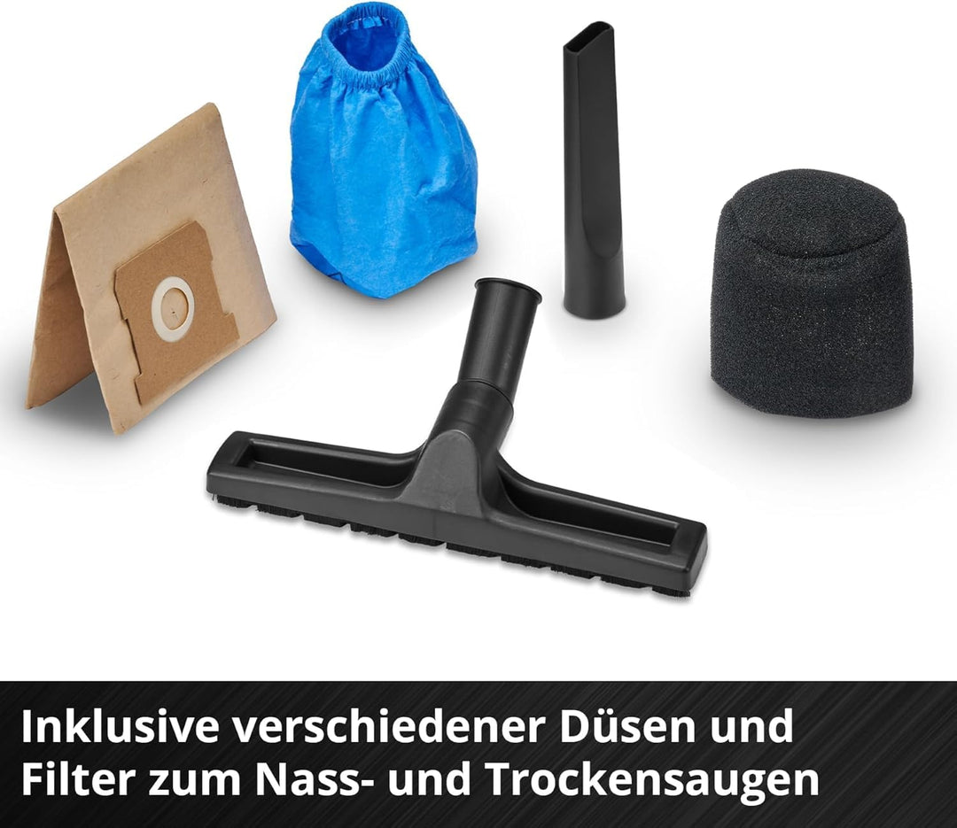 Einhell Nass-Trockensauger TC-VC 1240 S | 950 W | 180 mbar | 4 Lenkrollen | 12-L-Behälter | inkl. Fu