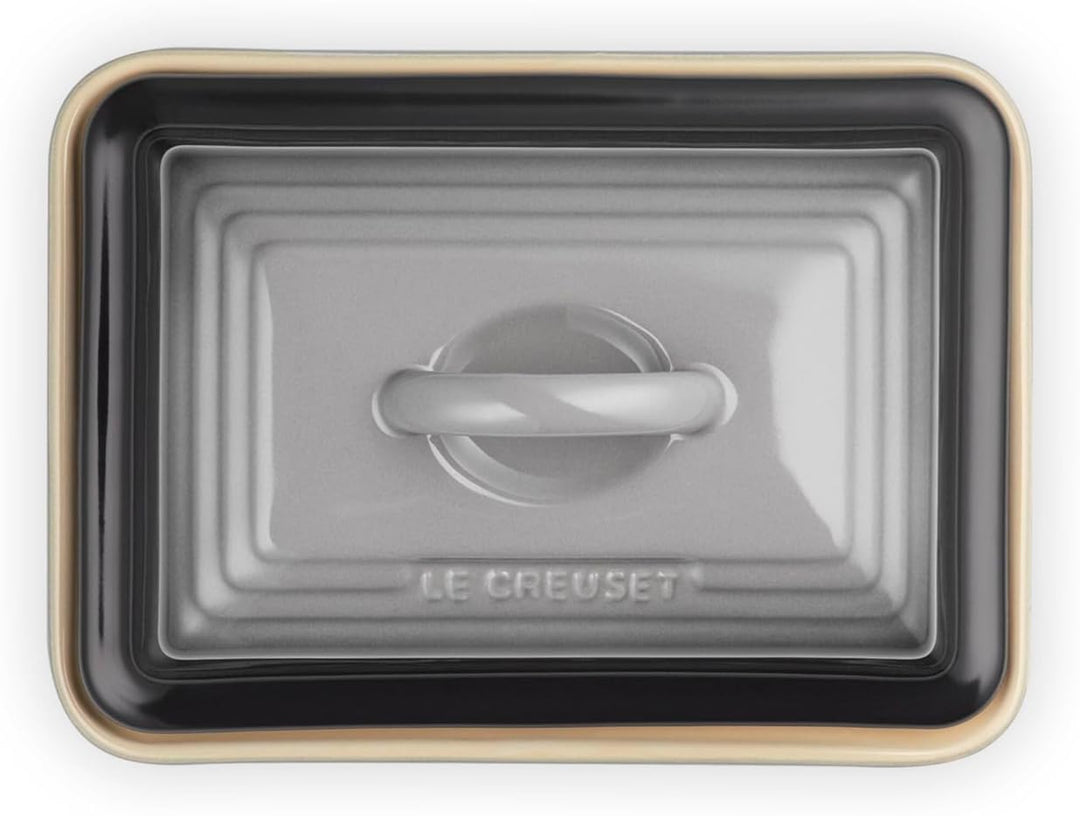 Le Creuset Butterdose aus Steinzeug, 900 g, 17 x 12.5 x 9 cm, Flint, 70837174440000 Schwarz Matt, Sc