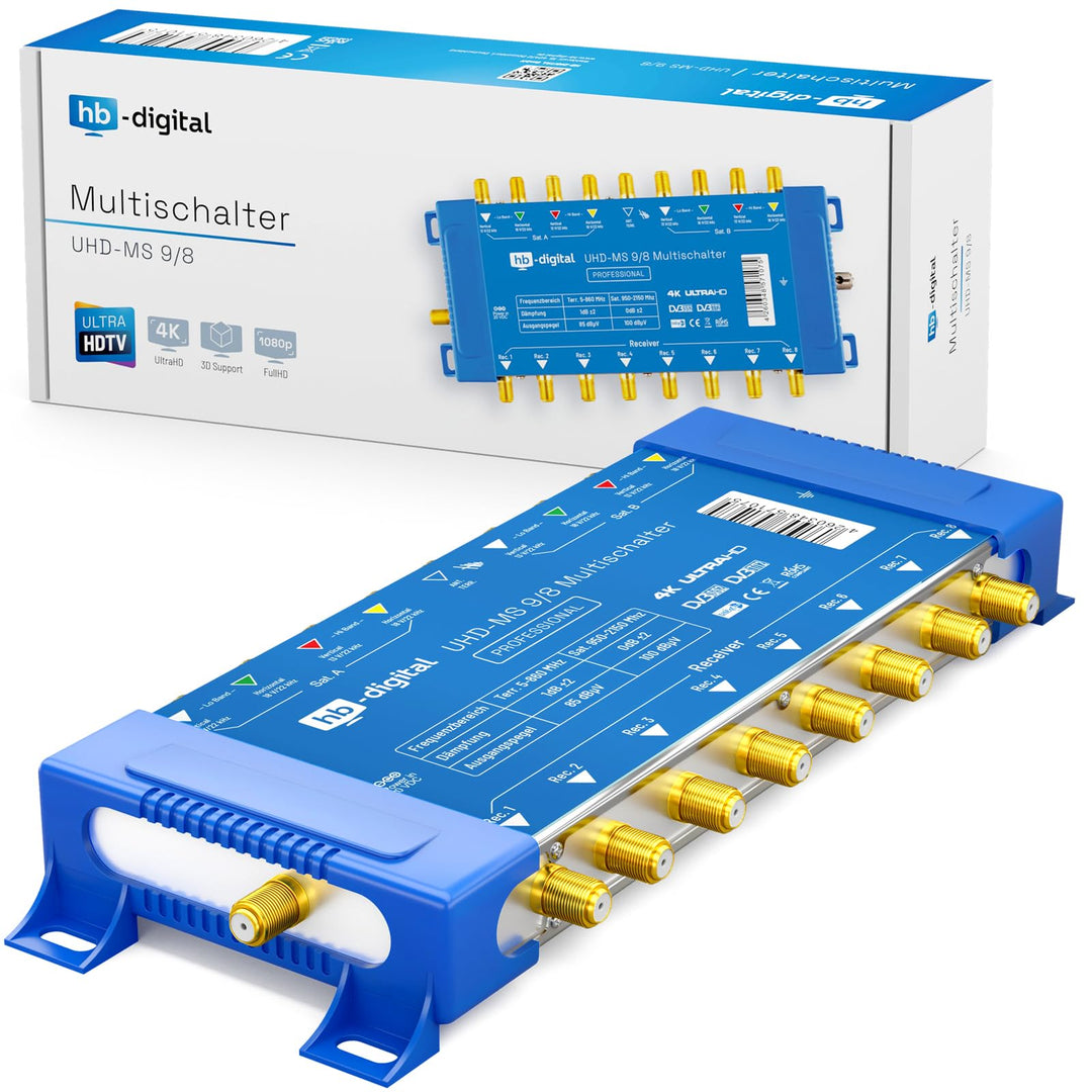 Multischalter pmse 9/8 HB-DIGITAL 2X SAT bis 8 x Teilnehmer/Receiver für Full HDTV 3D 4K UHD 8x Teil