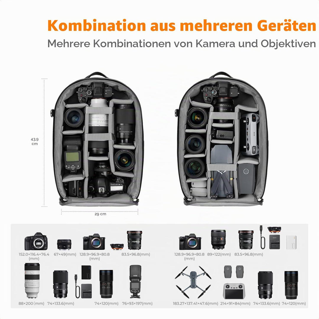 K&amp;F CONCEPT 18L Kamerarucksack, Fotorucksack mit 15.6 Zoll Laptopfach, Grosse Kapazität Camera Backp