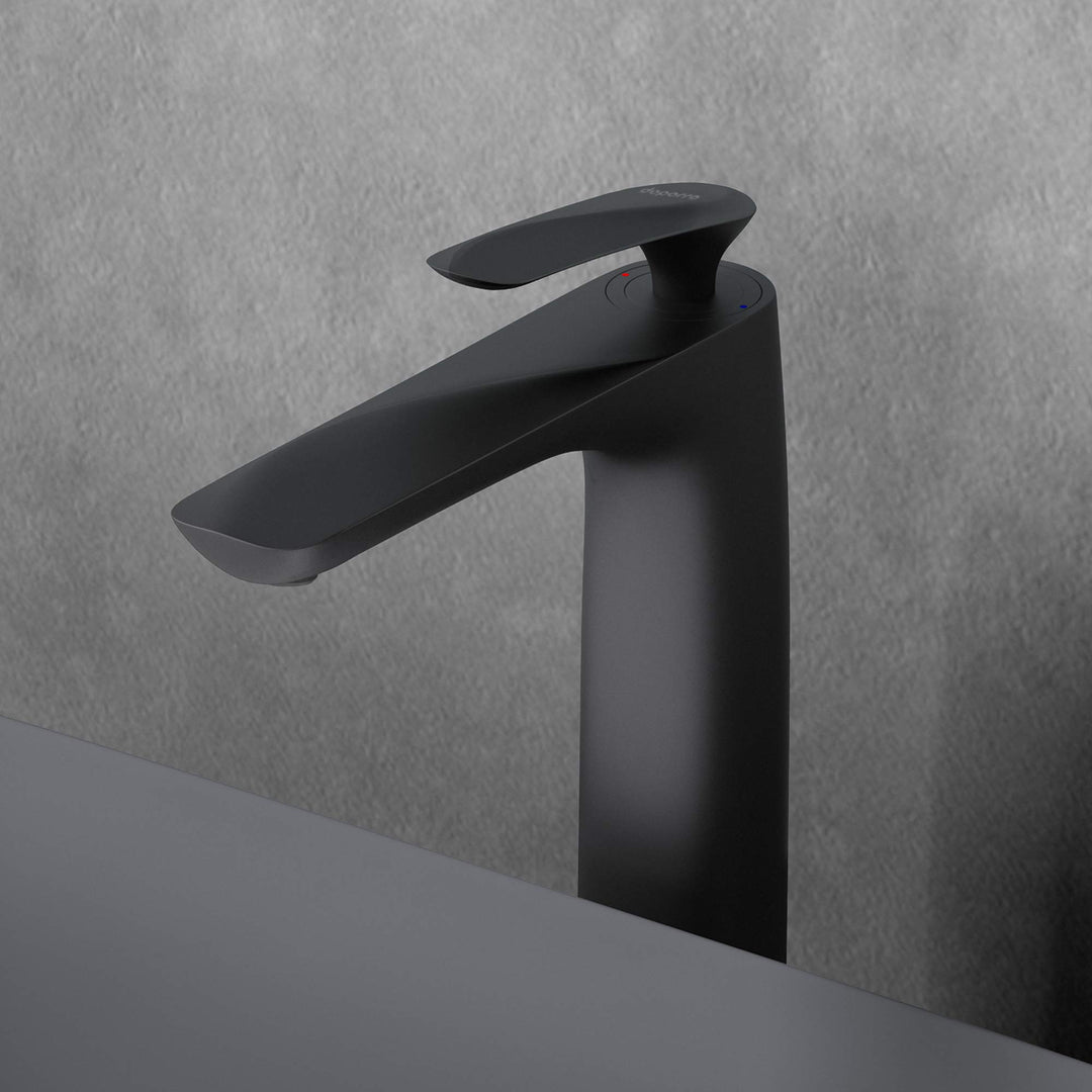 Mai &amp; Mai Armatur Wasserhahn Bad Schwarz matt WAM-7201 | Waschbeckenarmatur 28cm hoch | Badinstallat