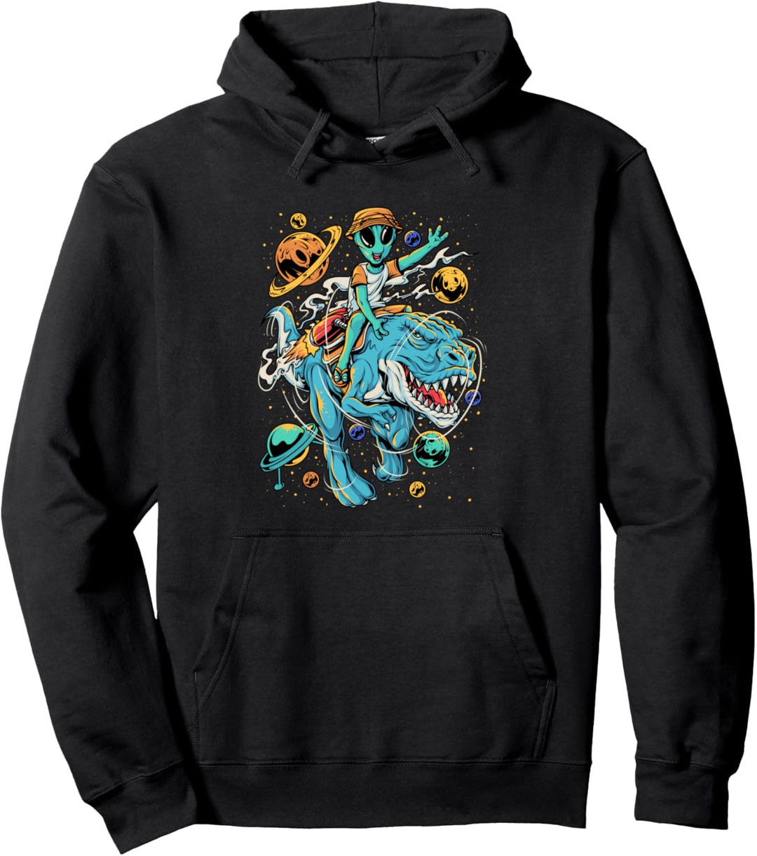 T-Rex im Weltraum | Kinder Alien reitet T-Rex Dinosaurier Pullover Hoodie