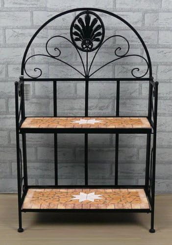 DanDiBo Regal Mosaik Metall 2 Ablagen Klein 12006 Bücherregal 80 cm Schmiedeeisen Badregal