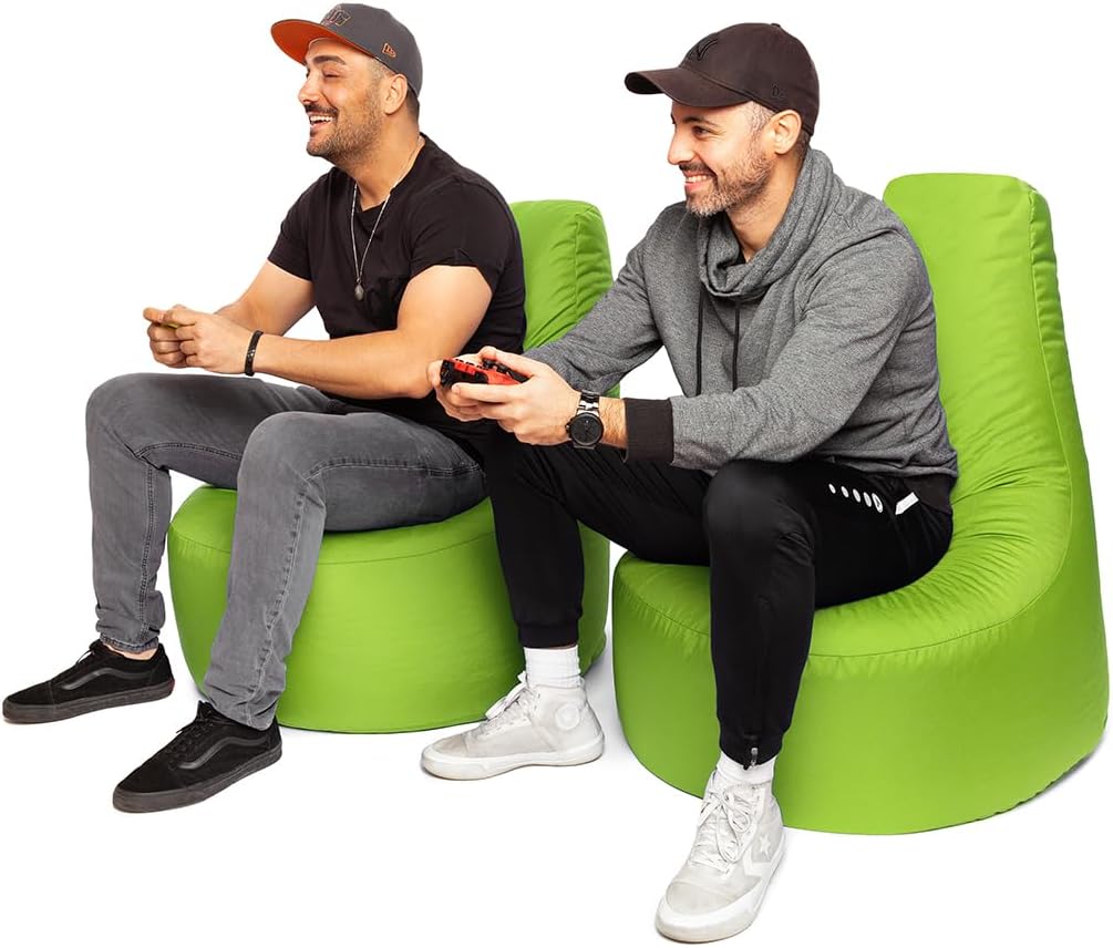 PATCH HOME Gamer Sessel inkl. Würfel Bean Bag Set Ø80cm, 30cm Sitzhöhe, 90cm Höhe + 35x35cm Würfel K