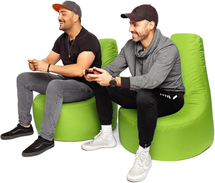 PATCH HOME Gamer Sessel inkl. Würfel Bean Bag Set Ø75cm, 30cm Sitzhöhe, 80cm Höhe + 35x35cm Würfel K