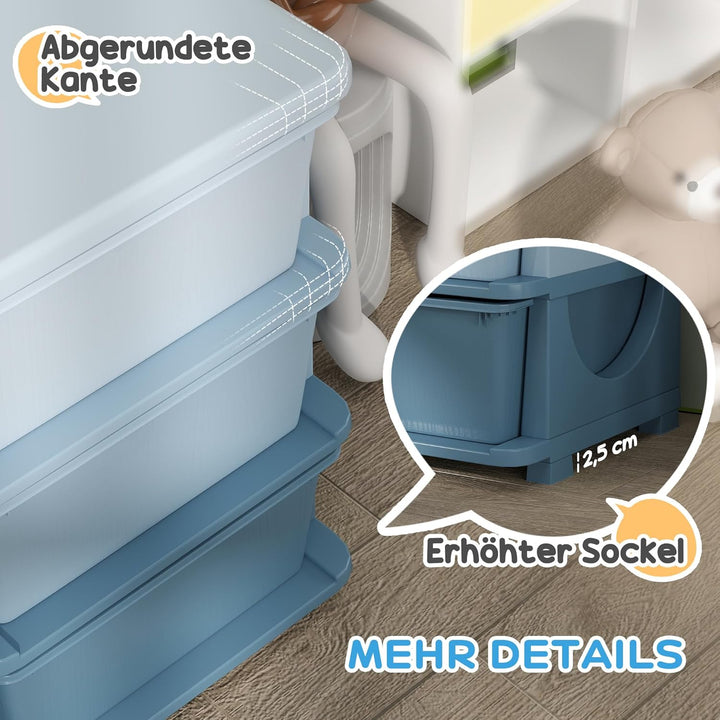 HOMCOM Schubladenschrank für Kinder mit Stauraum Aufbewahrungsboxen Spielzeug-Organizer Spielzeugkis