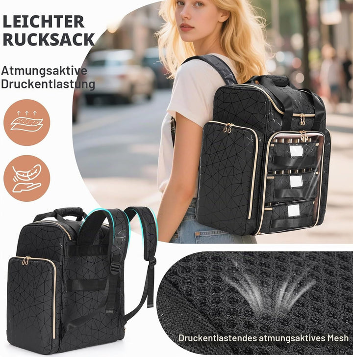 Uross Nagellack Organizer für 126 Nagellackflaschen und 1 LED-Nagellampe, Nagellack Aufbewahrung Tas
