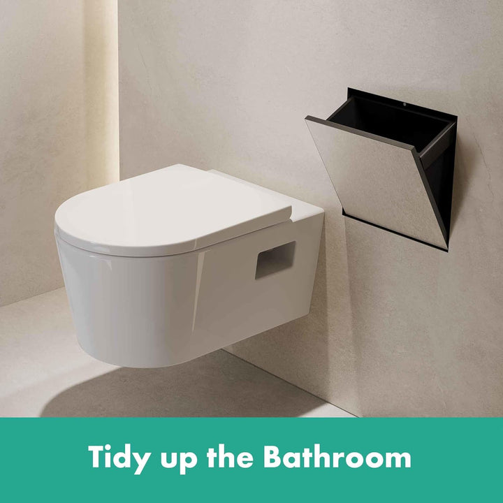 hansgrohe XtraStoris Rock - Einbau Badezimmer Mülleimer mit befliesbarer Tür, eingelassene Wandnisch