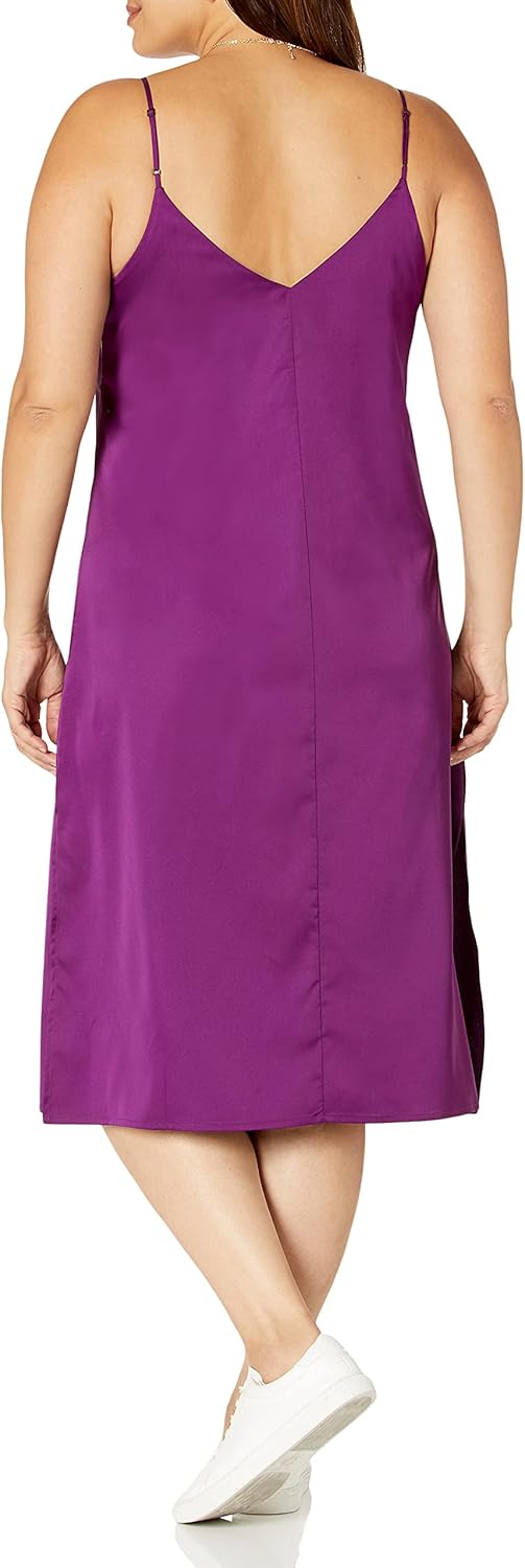 The Drop Damen Ana Silky Midi-Slip-Kleid mit V-Ausschnitt S Traube, S Traube