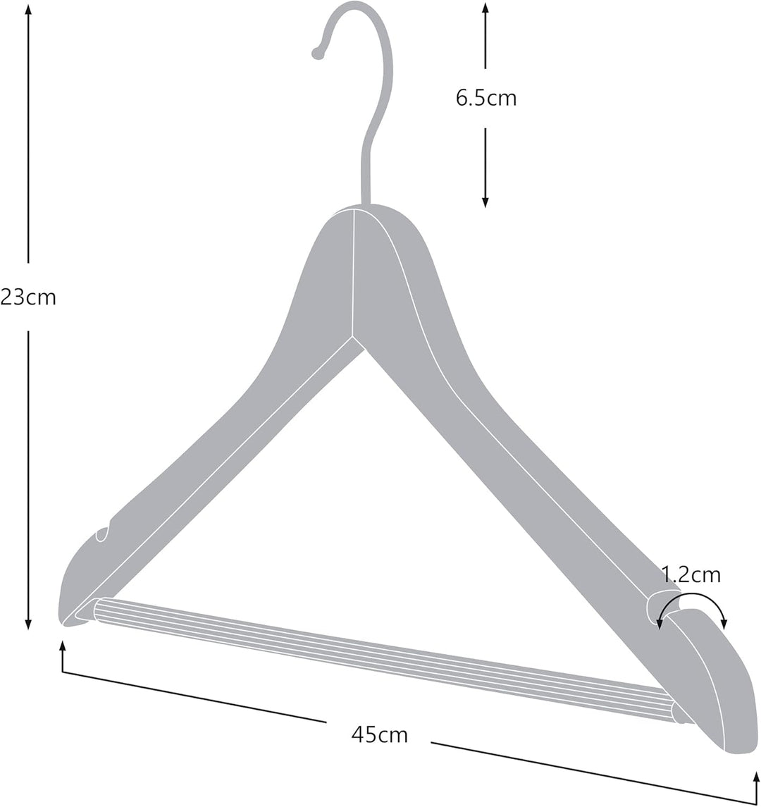 Hangerworld 10 Naturfarbene Kleiderbügel aus Holz mit rutschfestem Hosensteg und um 360° drehbarem C