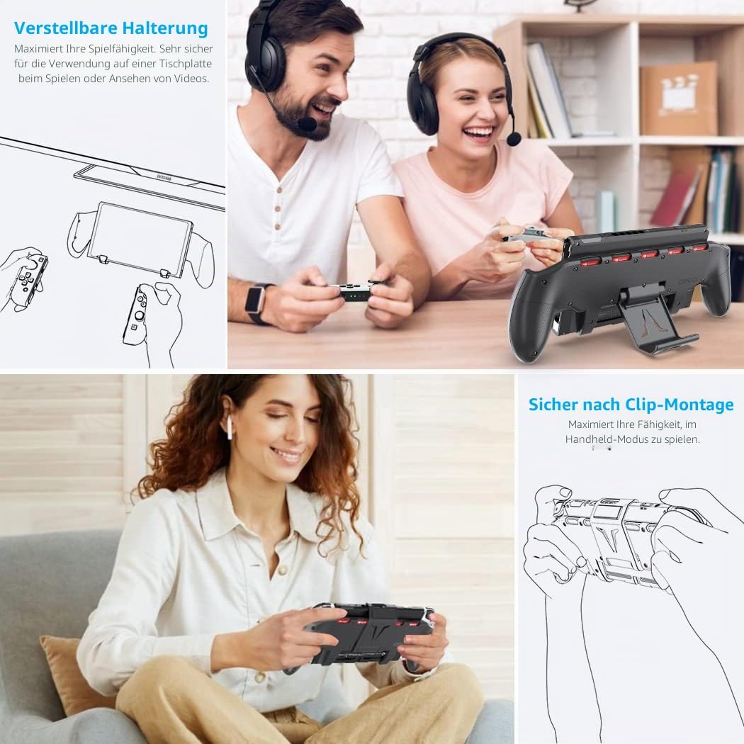 OIVO Switch OLED Grip mit verstellbarem Switch Ständer für Nintendo Switch/Switch OLED Modell, ergon