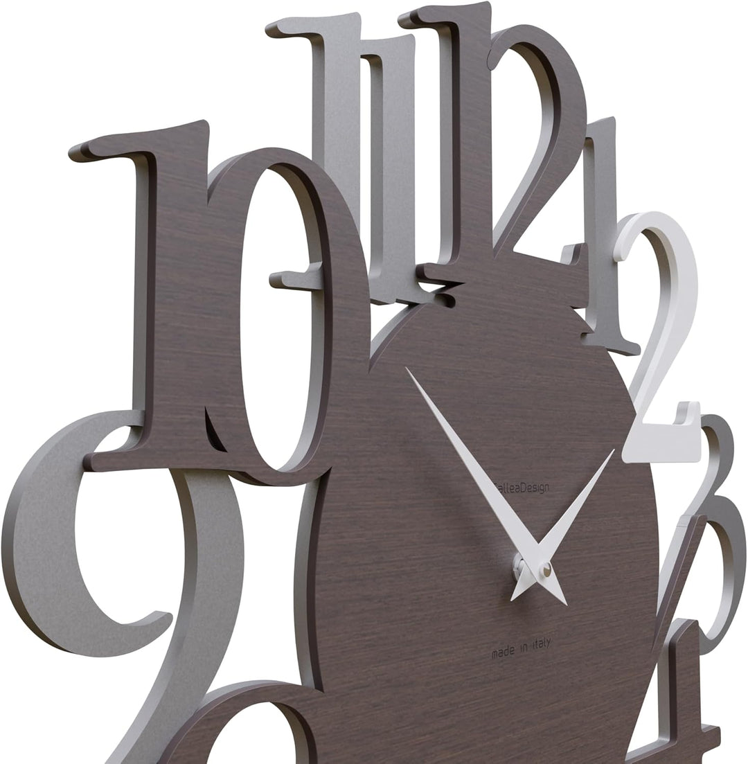 CalleaDesign Russell Wanduhr Weiss Wenge-Eiche Aluminium Elegantes Originelles Hochwertig 45 cm Mode