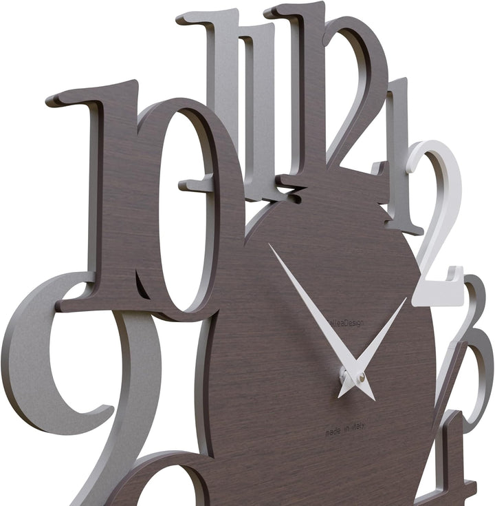 CalleaDesign Russell Wanduhr Weiss Wenge-Eiche Aluminium Elegantes Originelles Hochwertig 45 cm Mode
