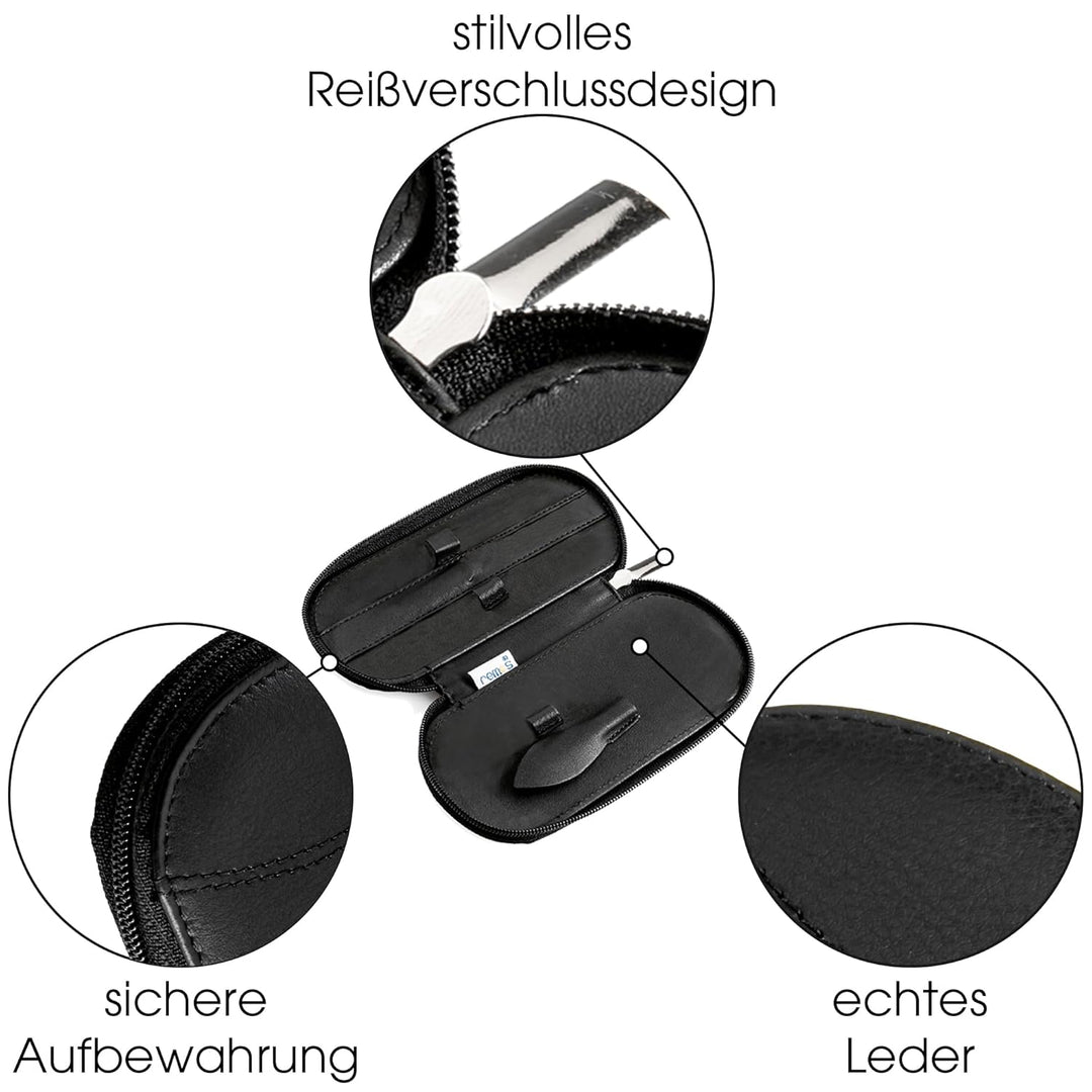 REMOS Nageletui leer aus echtem Leder zum Bestücken mit 5 Instrumenten - schwarz, Schwarz