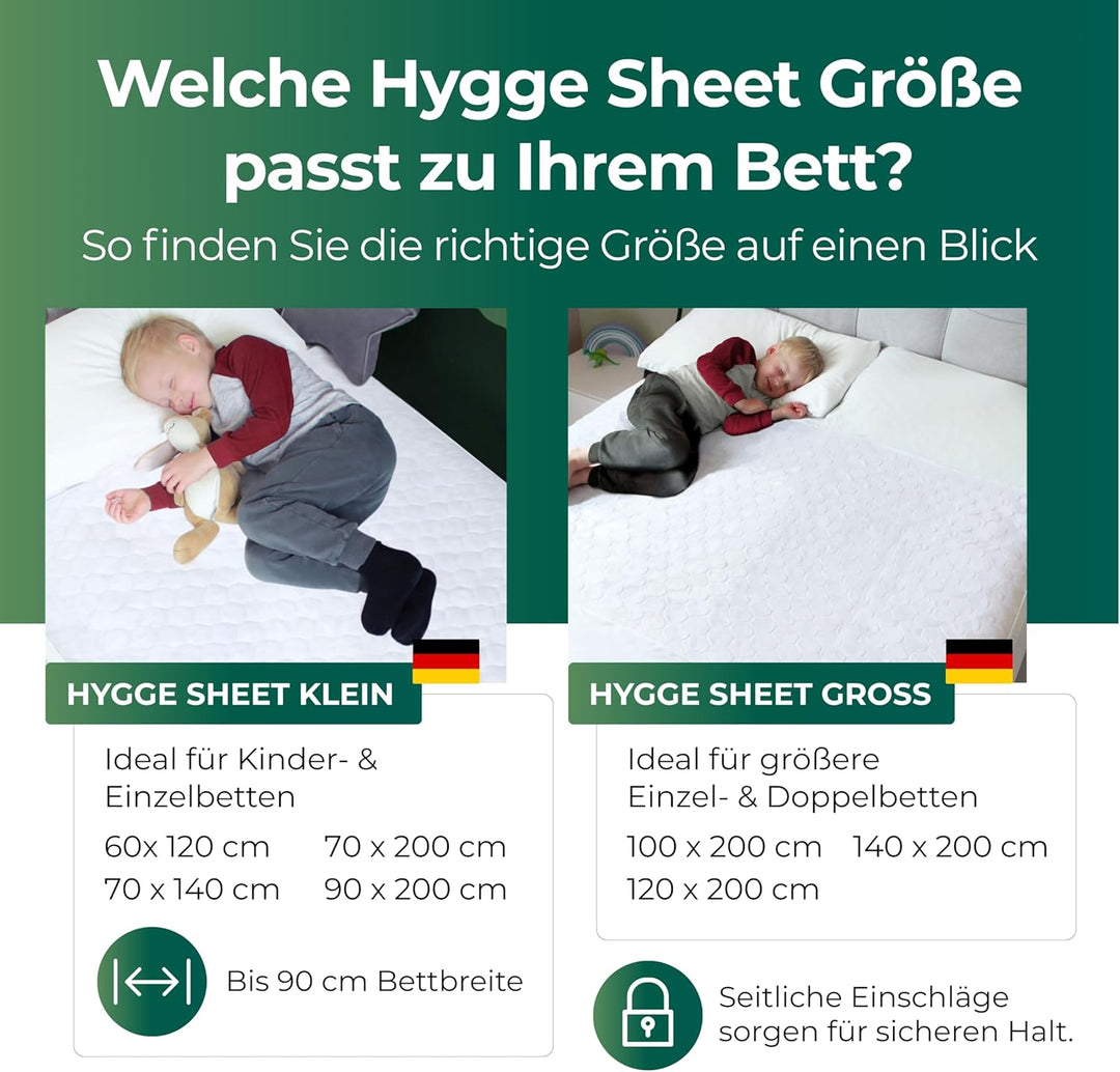 Hygge Sheets® Bettunterlage wasserdicht für Kinder | passend für Baby- & Kinderbett bis 90 cm Breite