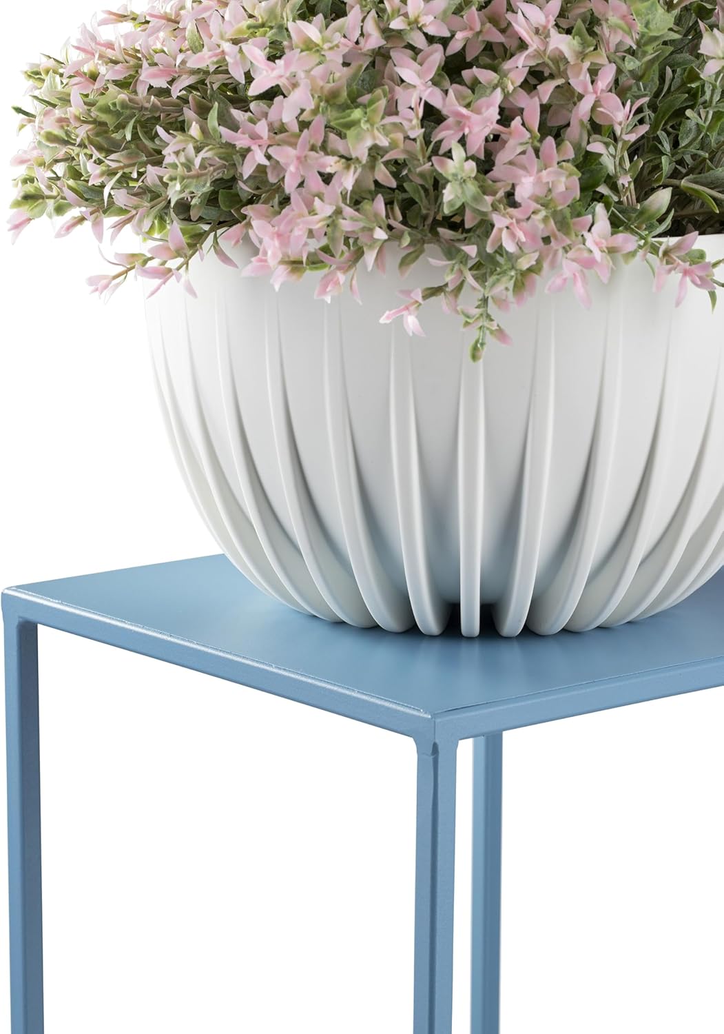 HowHomely Blumenständer Metall Blau 100 cm Hoch - Solider und Robuster Blumenhocker Metall - Pflanze