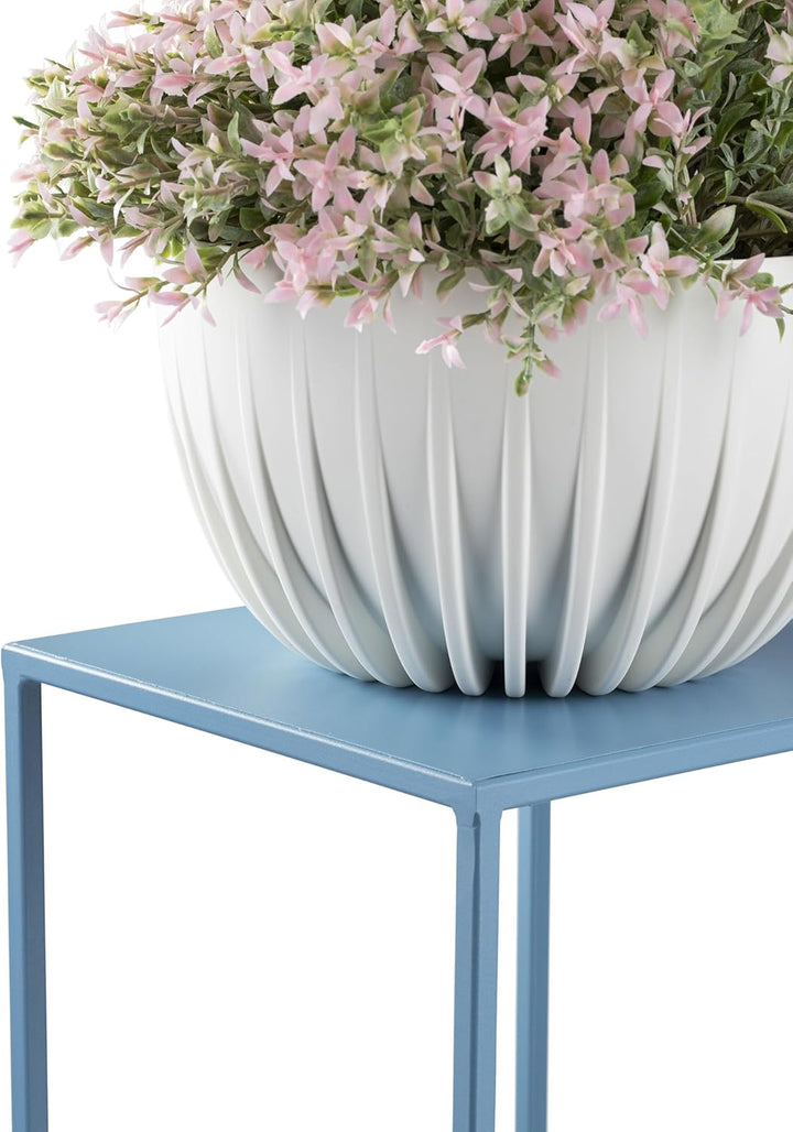 HowHomely Blumenständer Metall Blau 40 cm Hoch - Solider und Robuster Blumenhocker Metall - Pflanzen