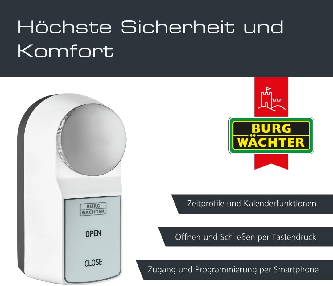 BURG-WÄCHTER Elektronisches Motorschloss für Haustüren, Türschloss, Öffnen und Schliessen per Tasten