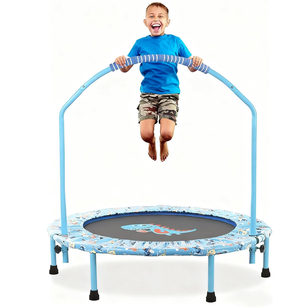 96,5 cm grosses Mini-Trampolin für Kinder, faltbar, Fitness-Trampolin mit verstellbarem Handlauf und