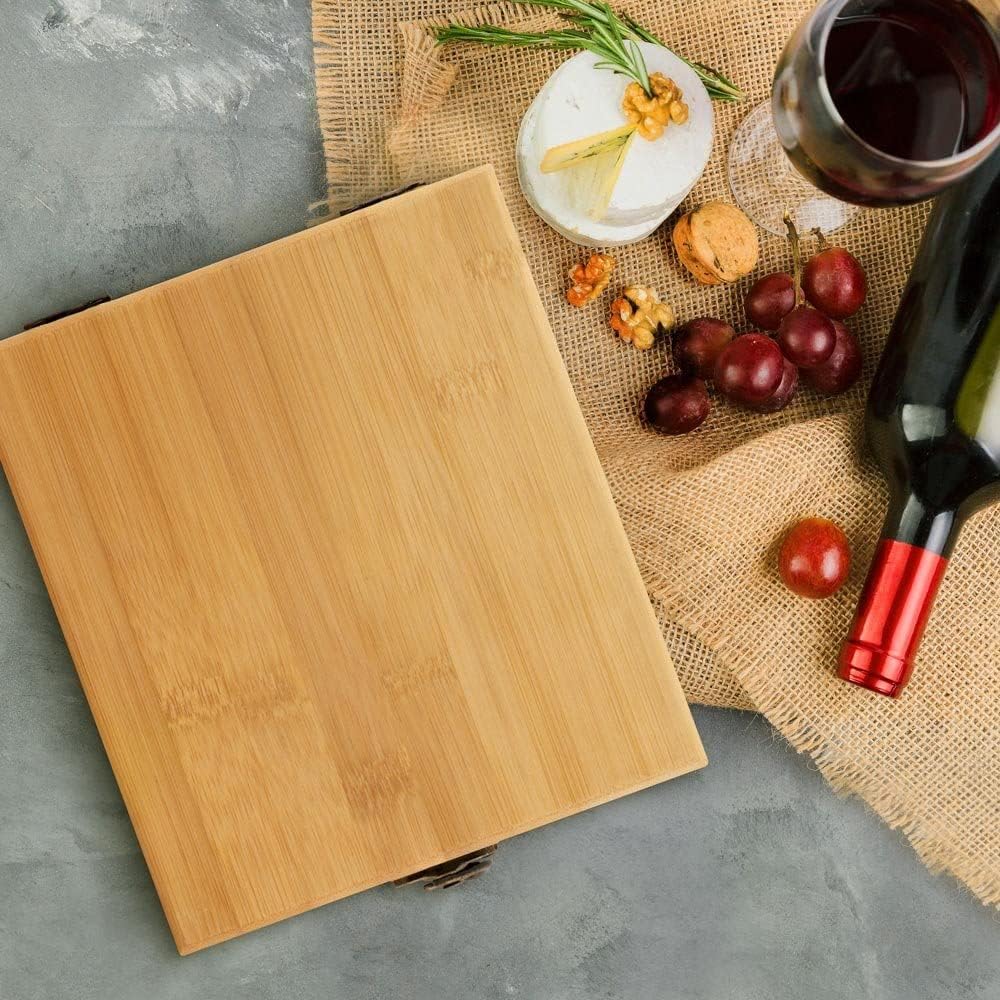 Maverton Weinöffner-Set Weinset Sommelier Set - Geschenkbox Holzbox + 4er Weinzubehörset - aus Bambu