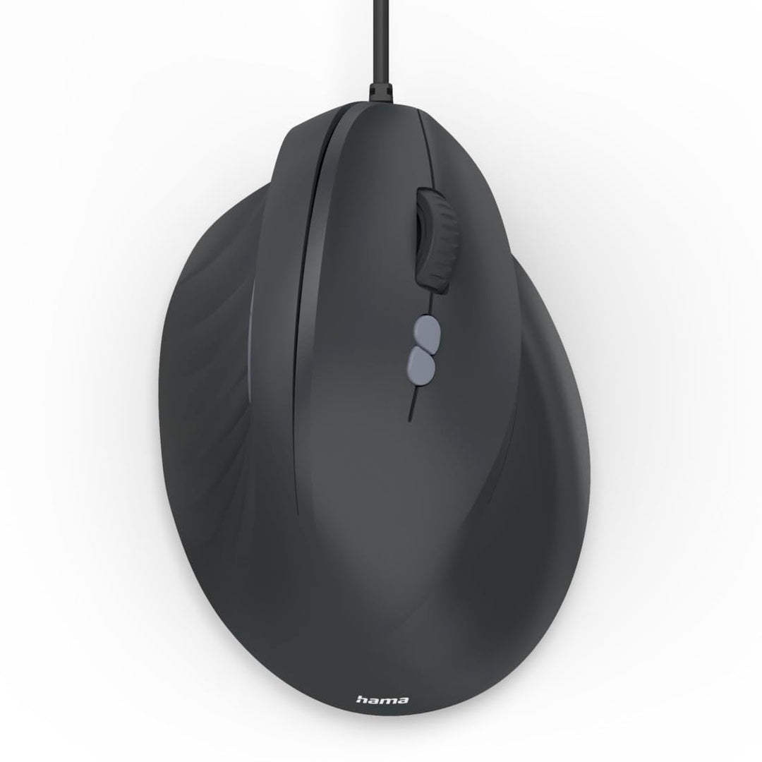Hama vertikale Maus (optische Maus ohne Klickgeräusch, 7 Tasten, ergonomisch für Rechtshänder, 1000/