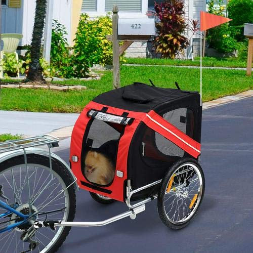 Fahrradanhänger für Hunde, Kapazität 40 kg, Kinderwagen mit Kupplung, drehbar, Sicherheitsnetz, Rege