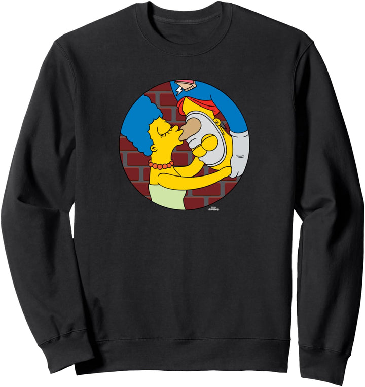 The Simpsons Marge and Homer Pie Man Upside Down Kiss Sweatshirt