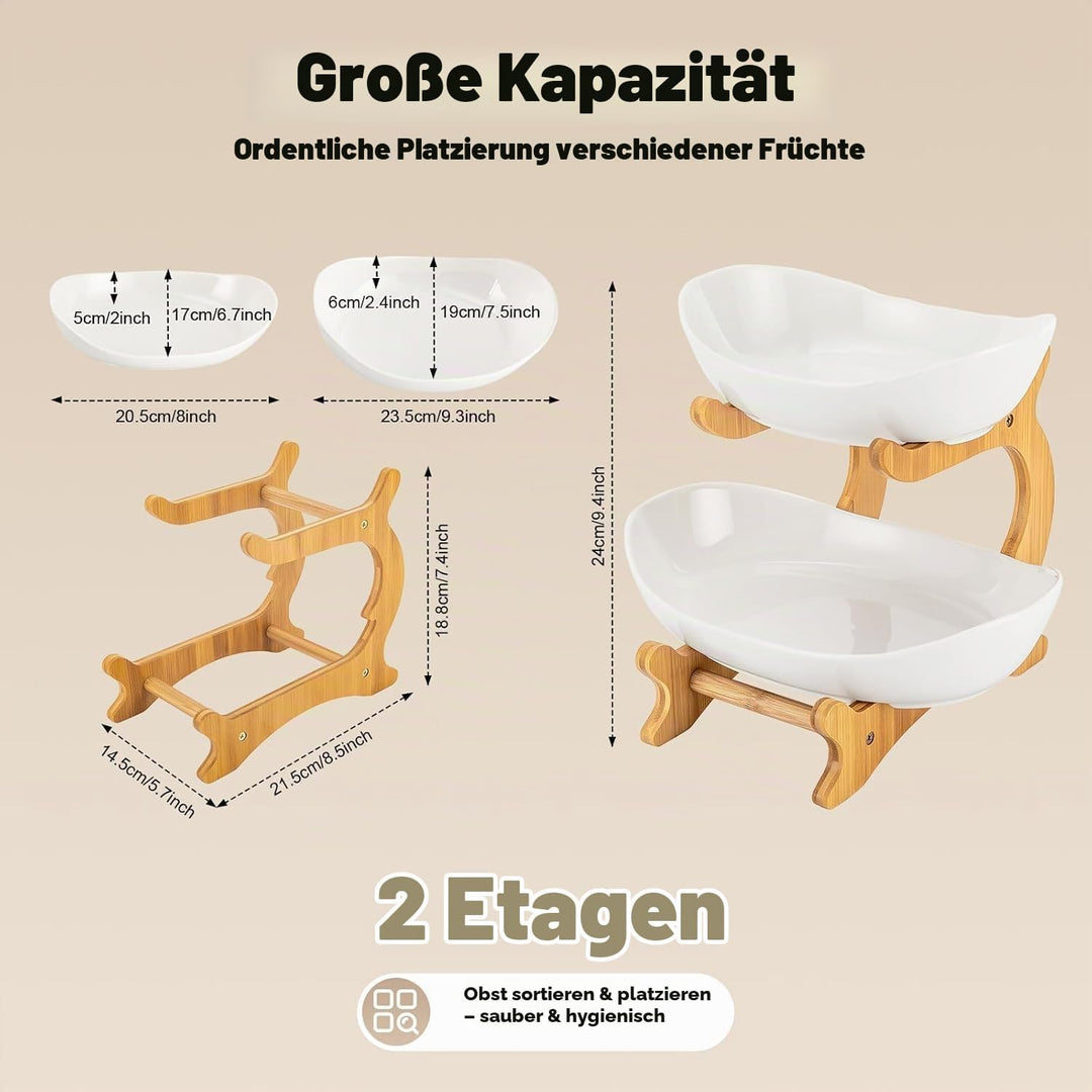 Obst Etagere Keramik Obstschale mit 2 Etagen Keramik Obstteller 2 Ebenen ObstEtagere Obstschale Etag