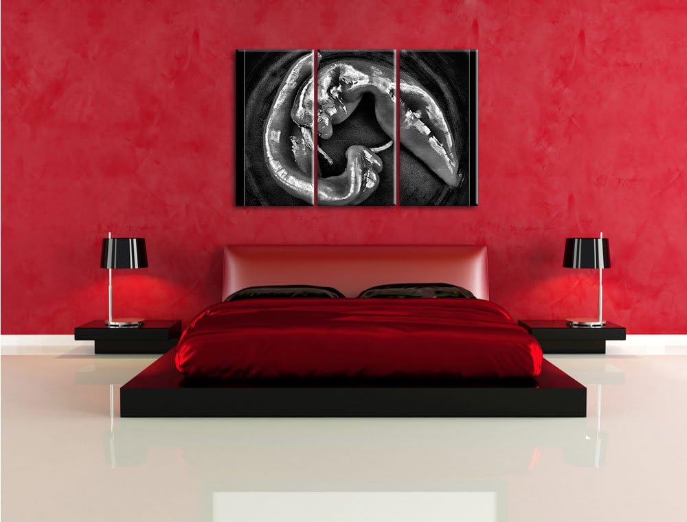 Pixxprint scharfe Chilischoten als Leinwandbild/Grösse: 3 Teilig (120x80) cm/Wandbild/Kunstdruck/fer