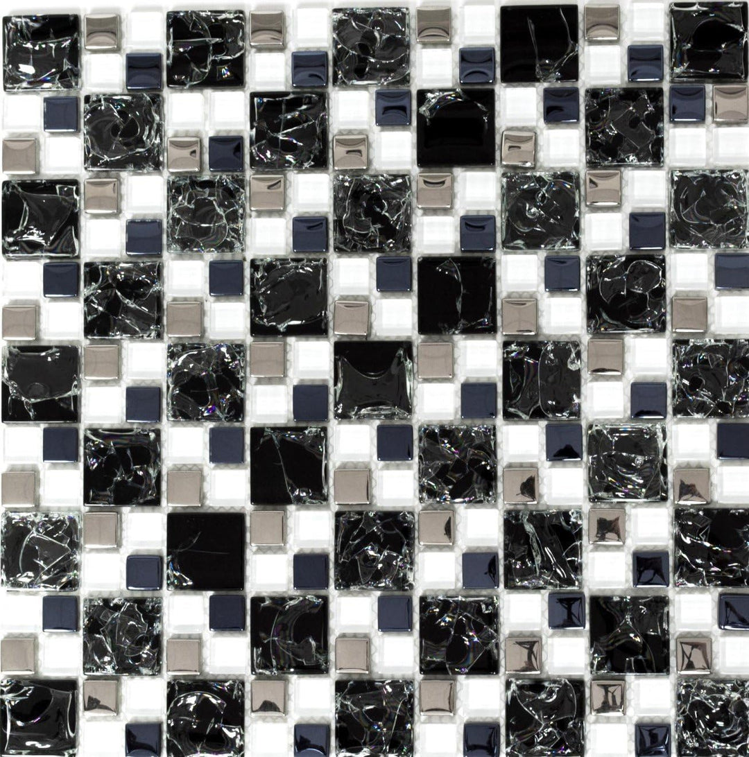 Glasmosaik Kombination Crystal mix schwarz/klar/silber Transluzent Transparent 3D, Mosaikstein Forma