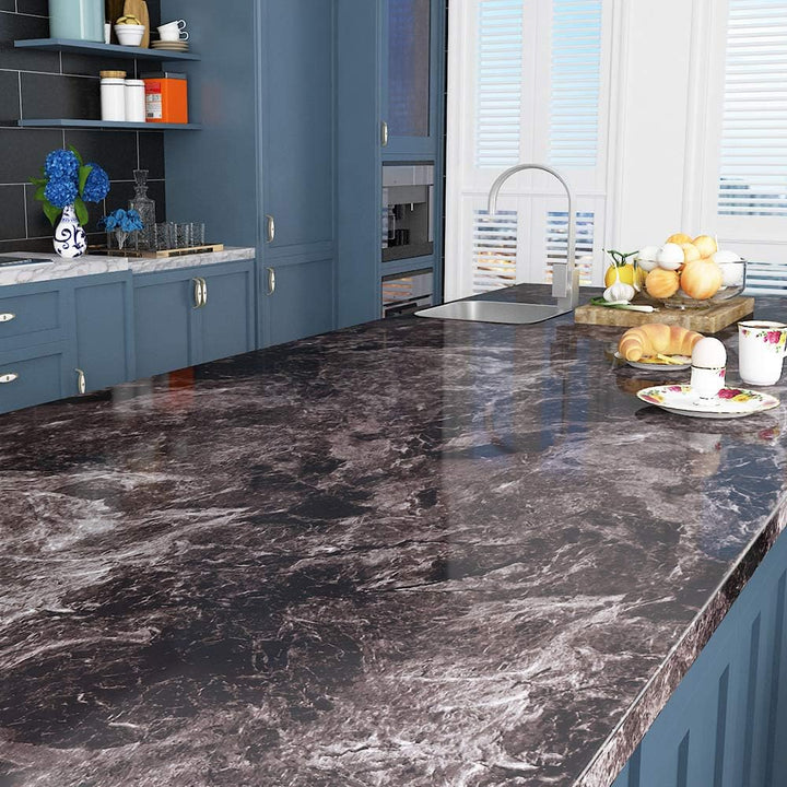 Livelynine 5M X 60 CM Breit Marmor Folie Selbstklebend Möbelfolie Klebefolie Tisch Mamorfolie für Ho