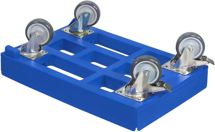 4 Stück Hygiene Transportroller für Kisten 60 x 40 cm mit 2 Bremsen in blau