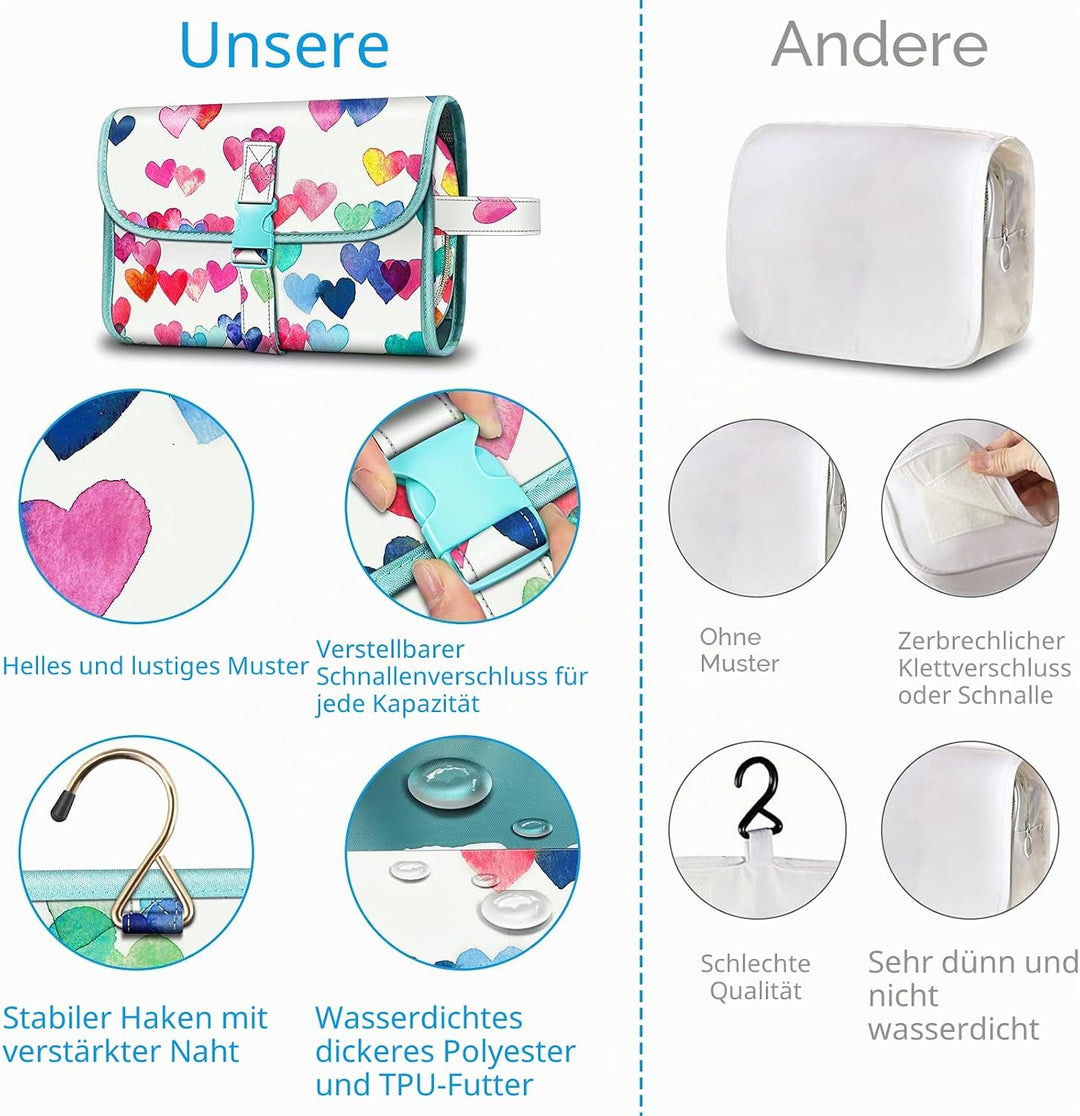 Fintie Tragbare Kulturbeutel, Kosmetiktasche, Reisetasche, gross, wasserabweisend, zum Aufhängen, Ma
