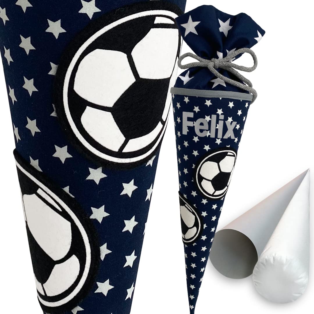 Fussball-Schultüte | 35 cm | kleine Geschwistertüte | Stoff, Einschulung, Schulanfang, Zuckertüte, 3