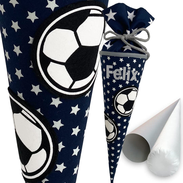 Fussball-Schultüte | 35 cm | kleine Geschwistertüte | Stoff, Einschulung, Schulanfang, Zuckertüte, 3