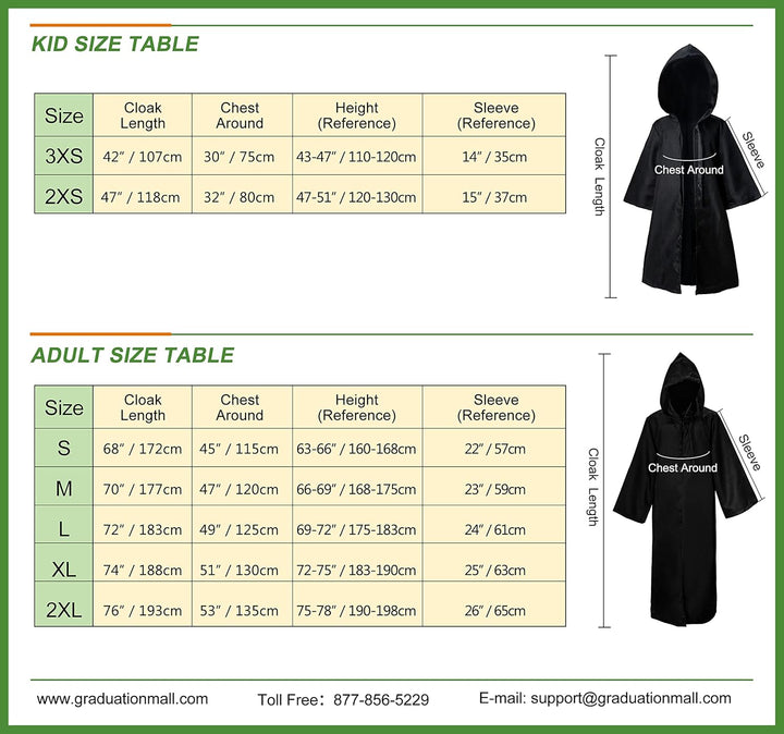 GraduationMall Umhang mit Kapuze Herren Damen Mittelalter Mantel Jedi Robe Ritter Fancy Halloween Co