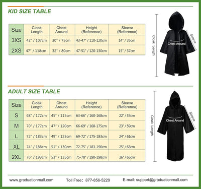 GraduationMall Umhang mit Kapuze Herren Damen Mittelalter Mantel Jedi Robe Ritter Fancy Halloween Co