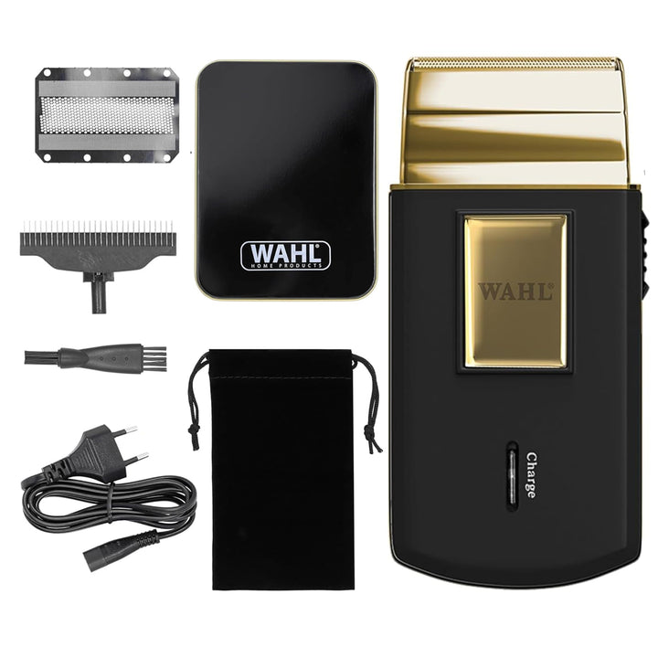 Wahl Travel Shaver Gold Edition- Schnurloser und wiederaufladbarer Elektrorasierer für Männer, ideal